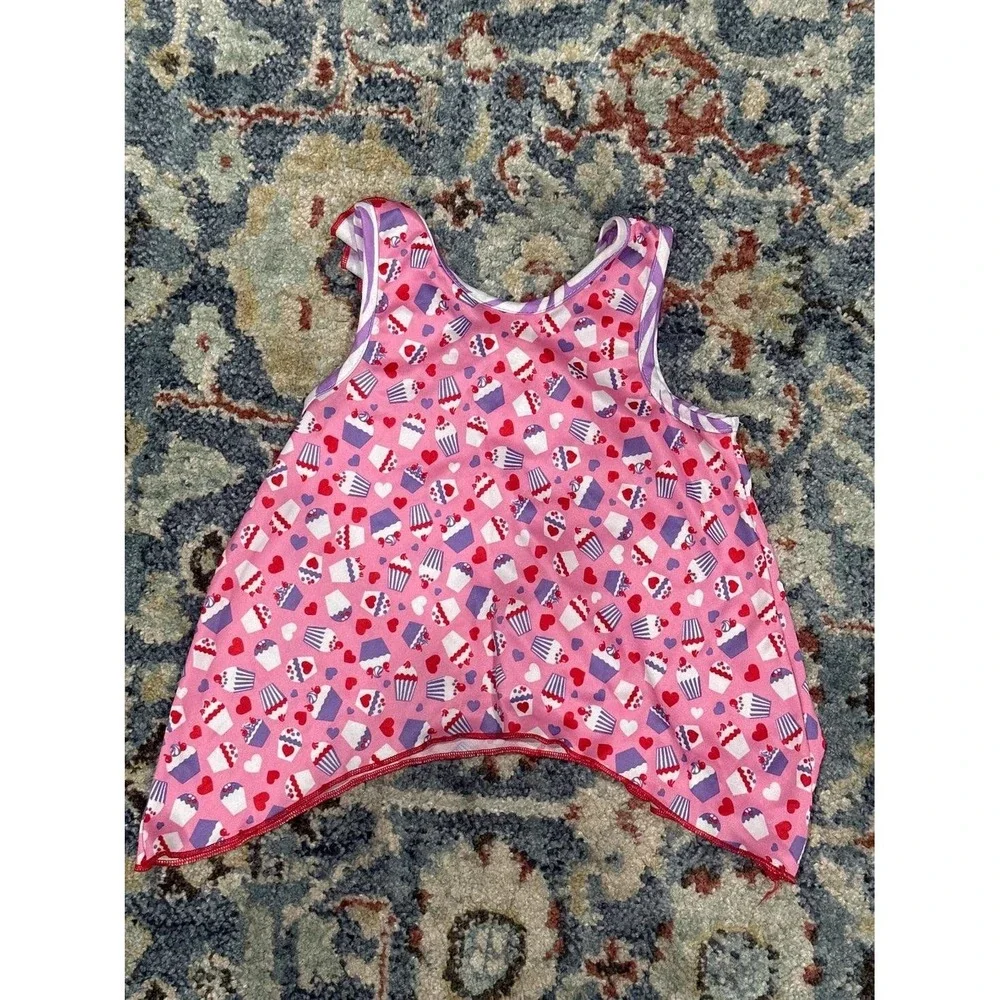 Laura Dare Pajama Top Girls 4T Pink Cupcake Heart Ruffle EUC
